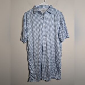 Collars & Co. Shirt Semi-Spread Collar Polo Blue Tattersall Sz L Tall